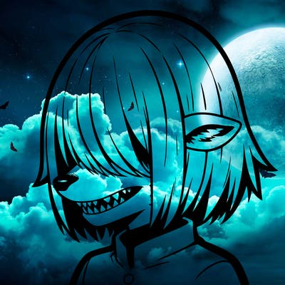 sharp teeth deer man with bob haircut