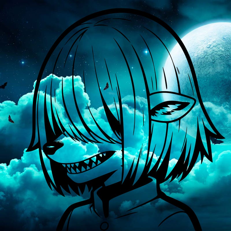 sharp teeth deer man with bob haircut