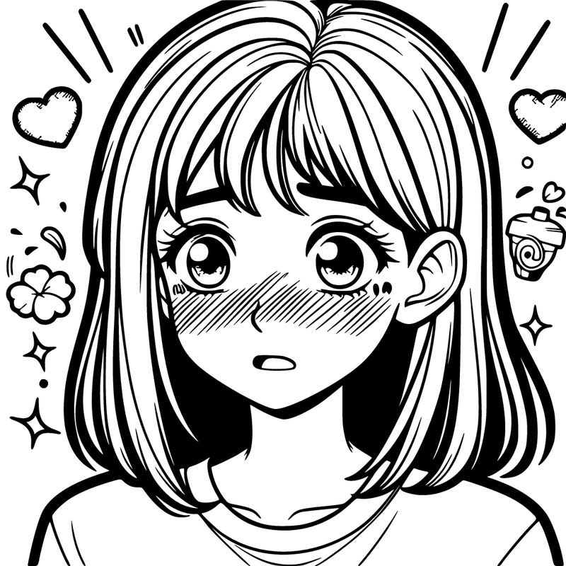 girl realistic blushing because of boy