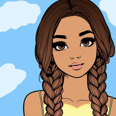 realistic girl with braids