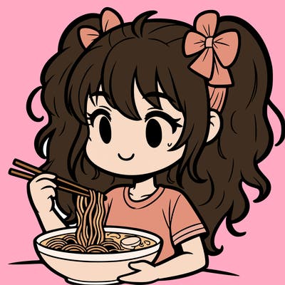 a girl eating ramen