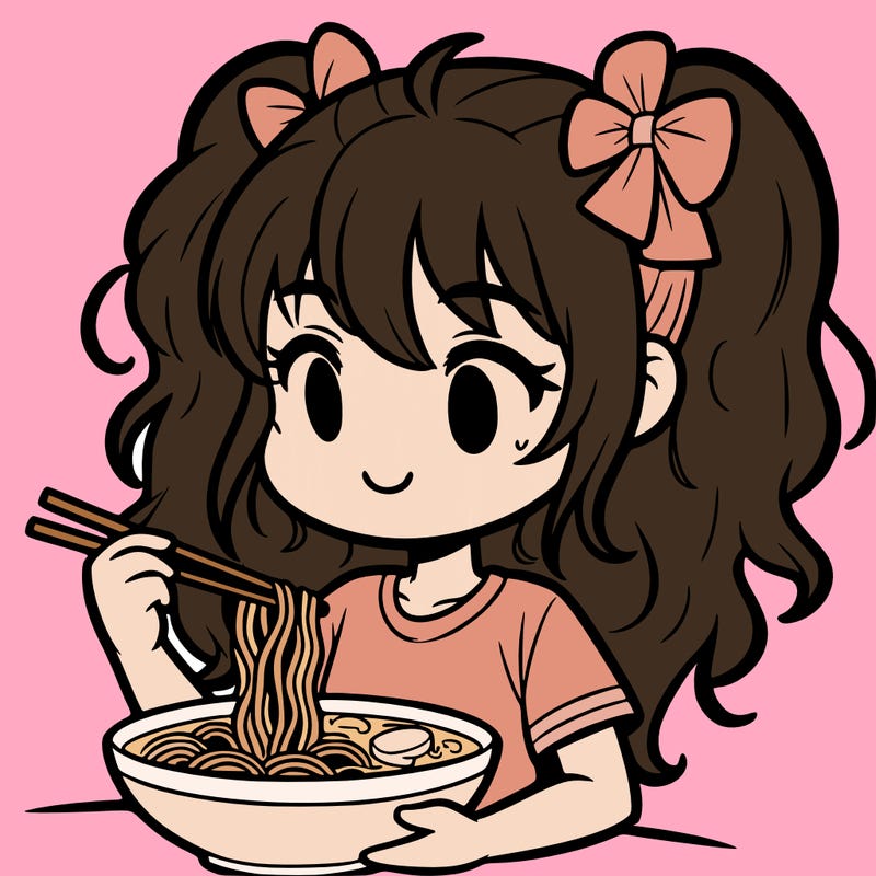 a girl eating ramen