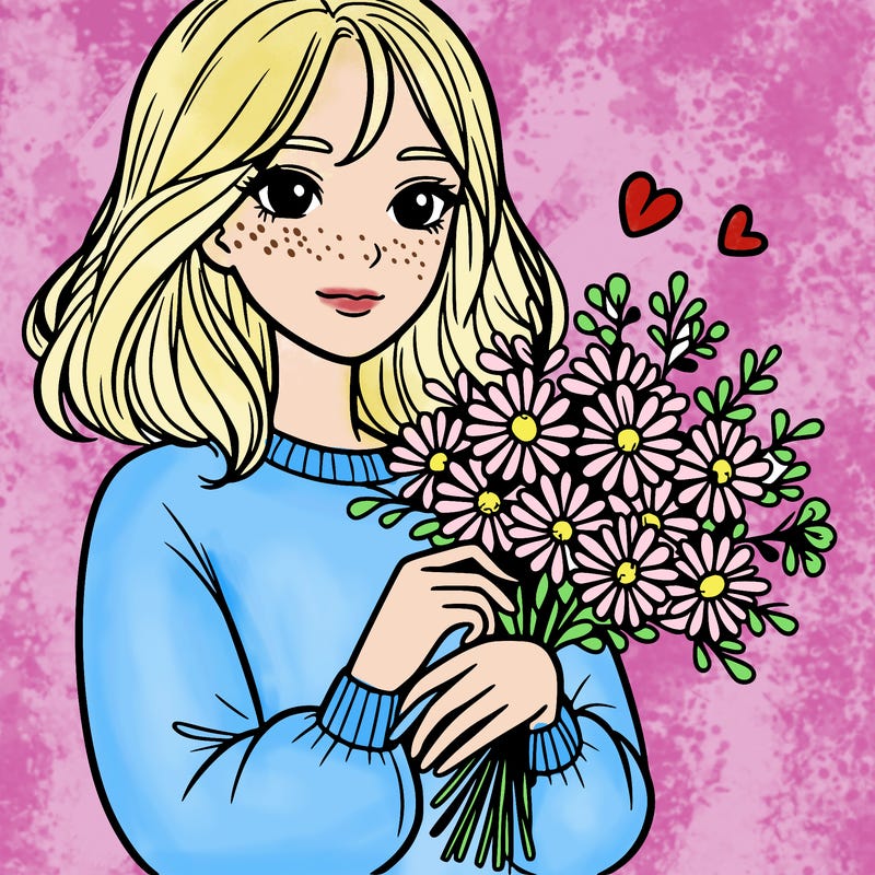 a woman holding flowers