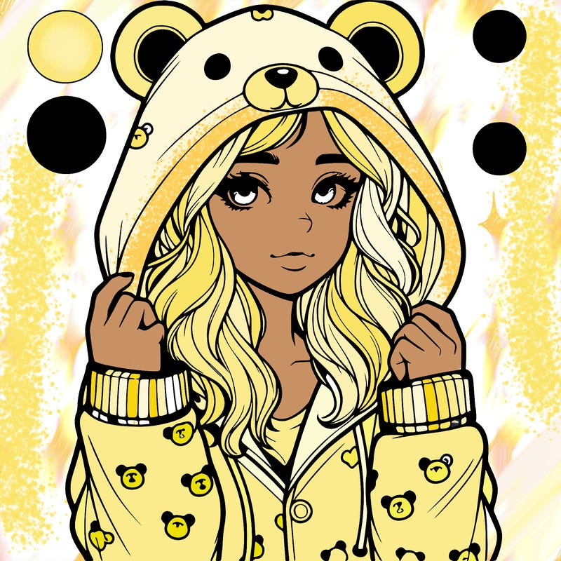 realistic girl in a animal pjs hoodie