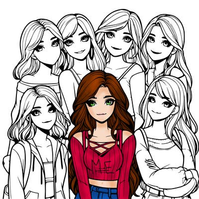 a group of girls realistic