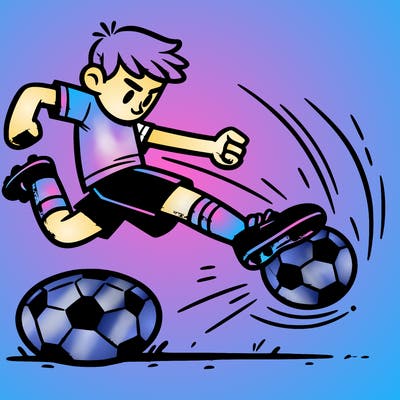 player strikes football