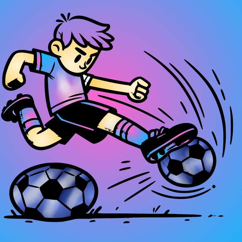 player strikes football