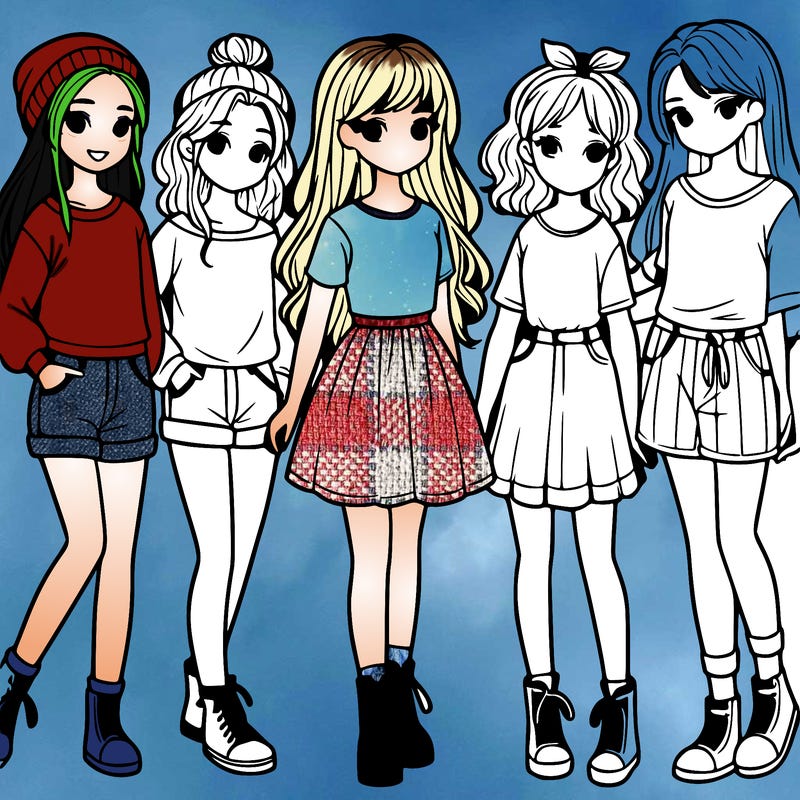 a group of five girls