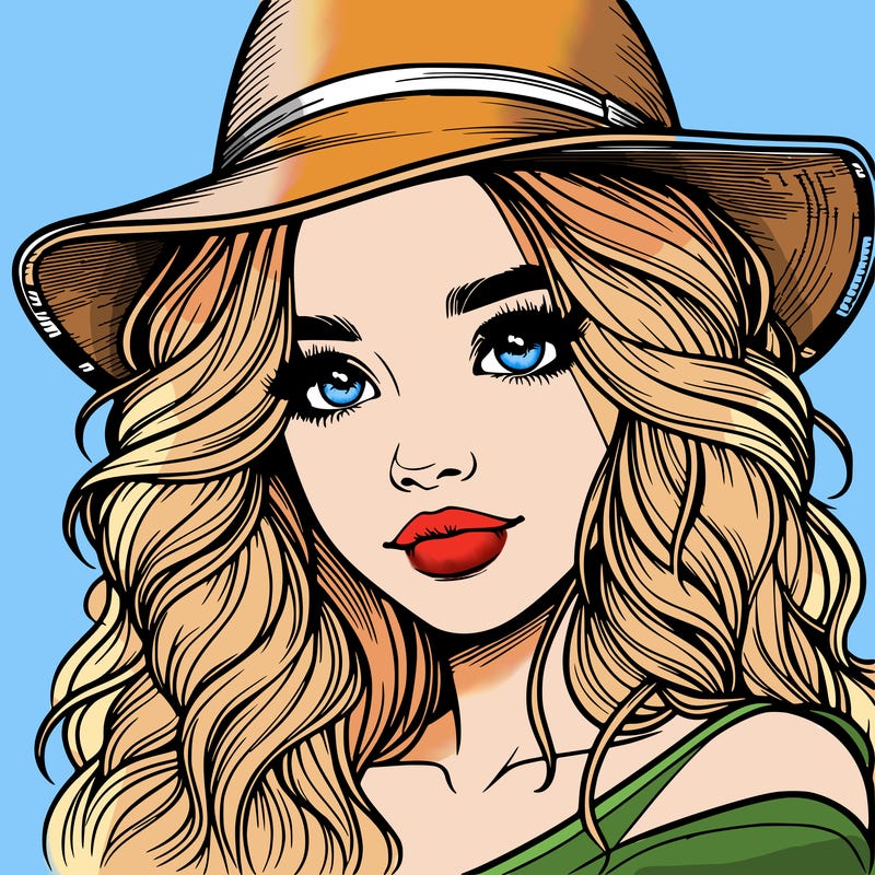 realistic girl with hat