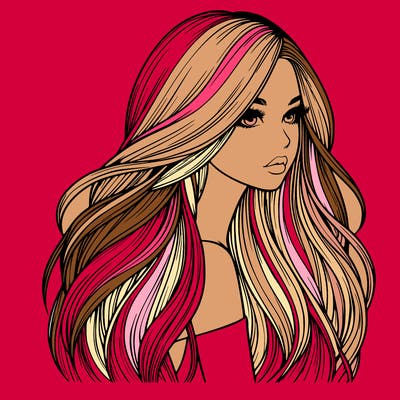 realistic girl with long realistic hair