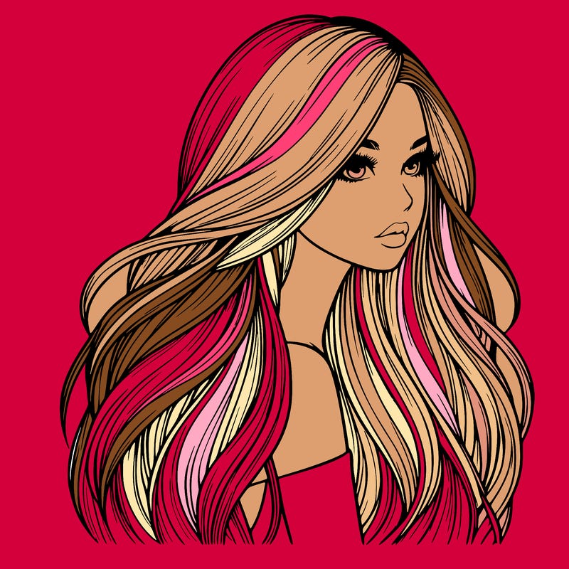 realistic girl with long realistic hair