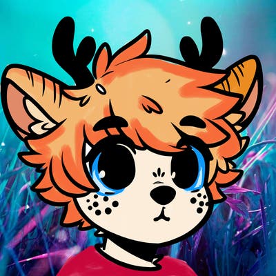 a humanoid deer with soft fluffy ears