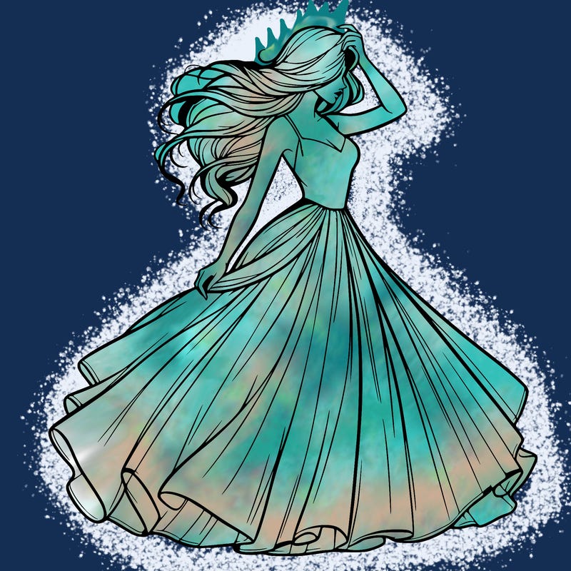 realistic woman with dress flowing in the wind