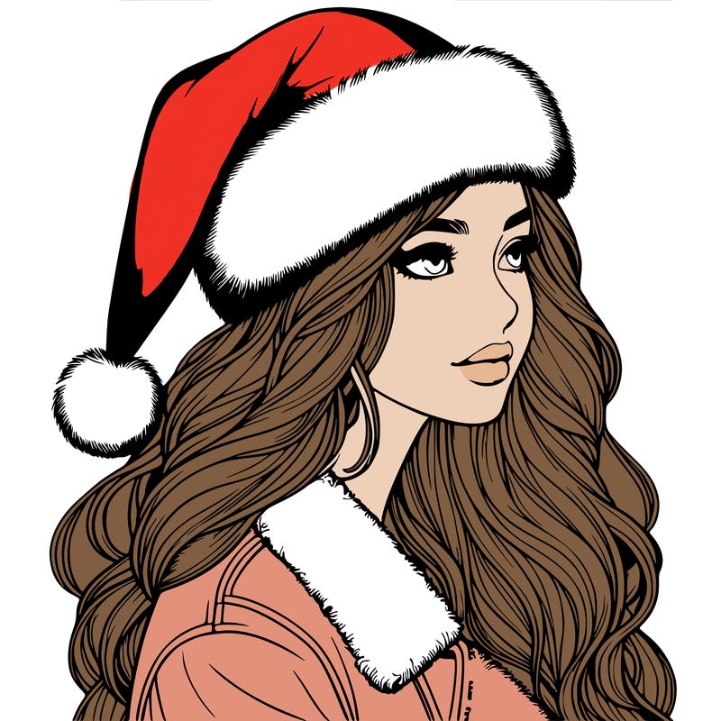 realistic girl in santa hat