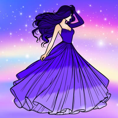 realistic woman with dress flowing in the wind