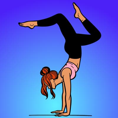 a woman doing a handstand