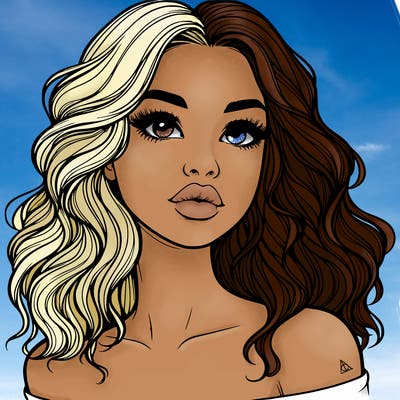 realistic girl with wavy hair and lips