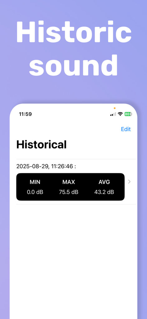 Cleaner Speaker Water Wave - Historical sound measurement report showing decibel levels