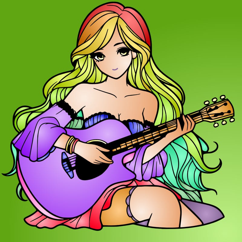 beautiful girl playing the guitar