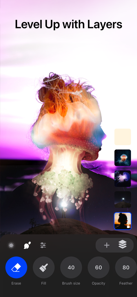 Trigraphy Photo Art Editor - Trigraphy photo art editor interface showing image layers and blending tools