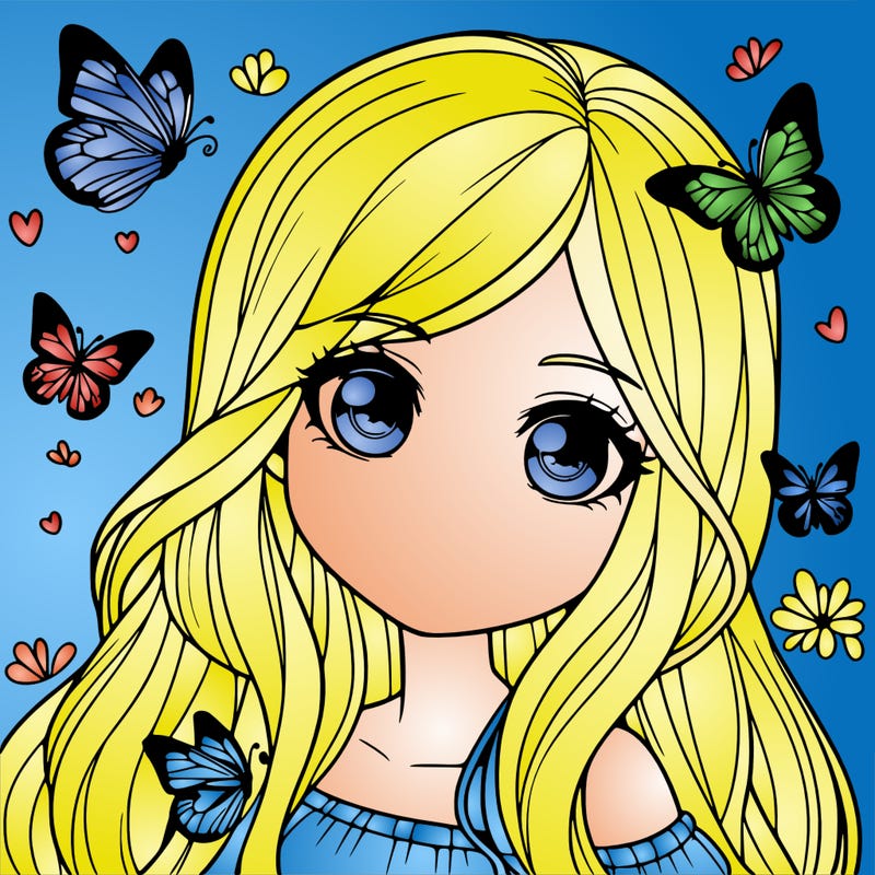 realistic girl with butterflies around her