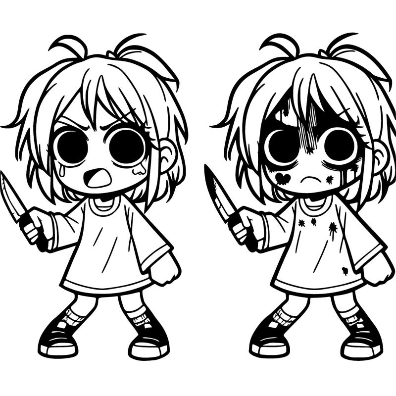 girl scary with knife