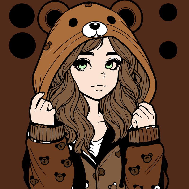 realistic girl in a animal pjs hoodie
