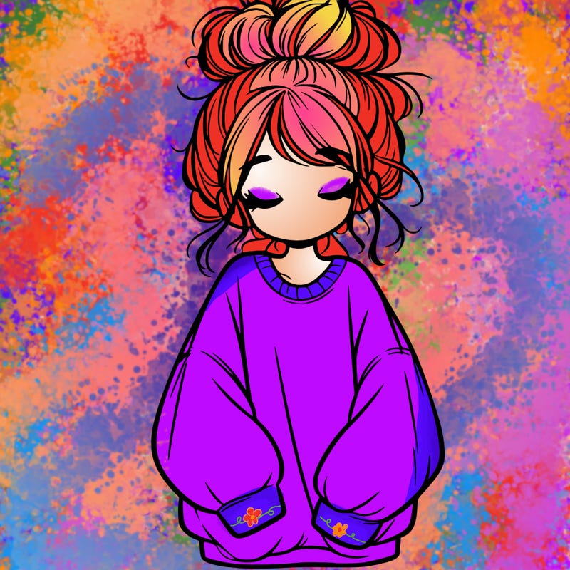 girl with baggy sweatshirt and messy bun