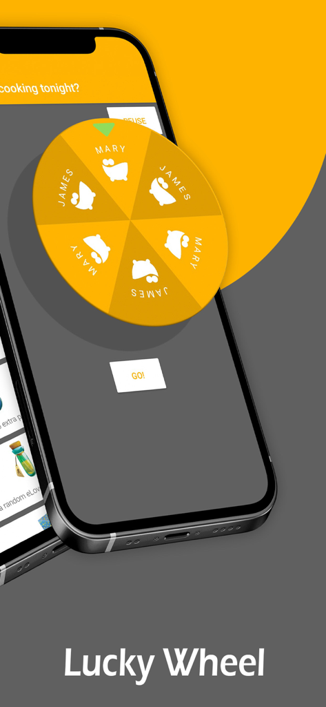 Desire - Couples Game - A lucky wheel feature in the Desire app used by couples to make playful decisions like who is cooking tonight.