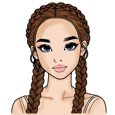 realistic girl with braids