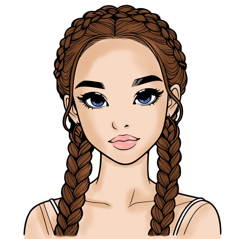 realistic girl with braids