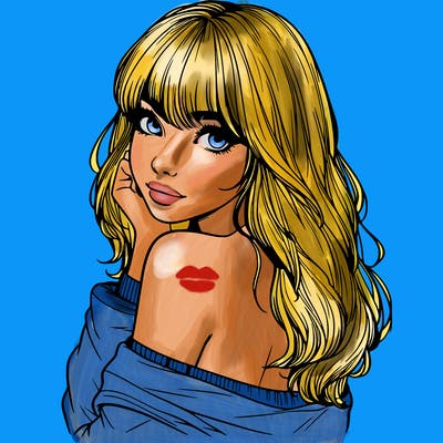 realistic girl with bangs looking over her shoulder