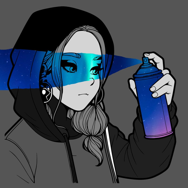 a realistic girl, spray painting