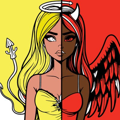 devil vs angel realistic girl