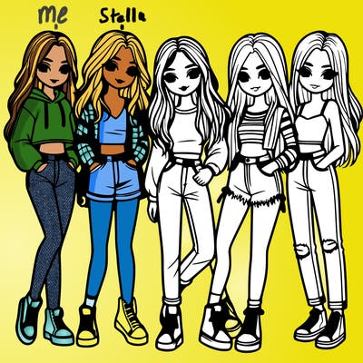5 girls friends standing