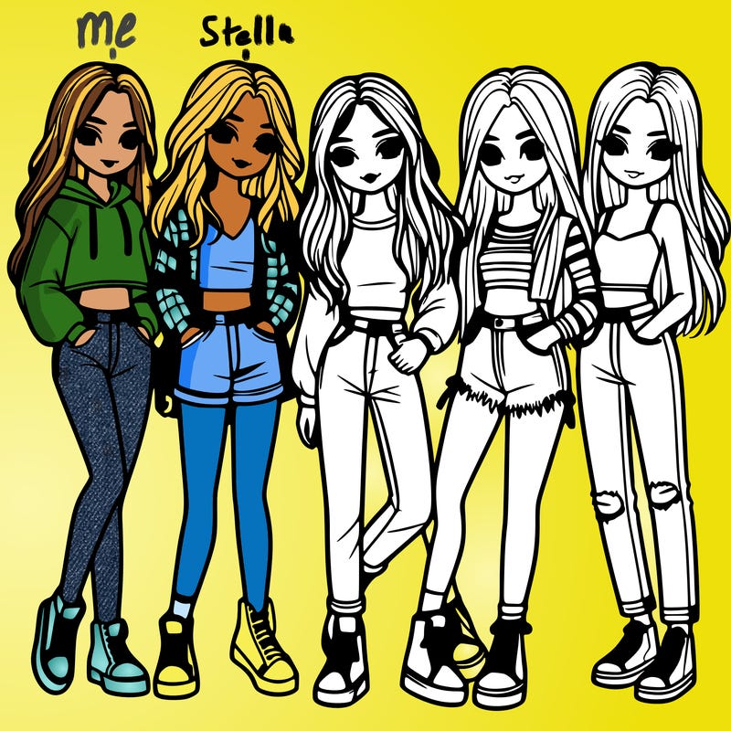 5 girls friends standing