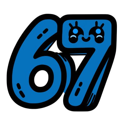 the numbers 67