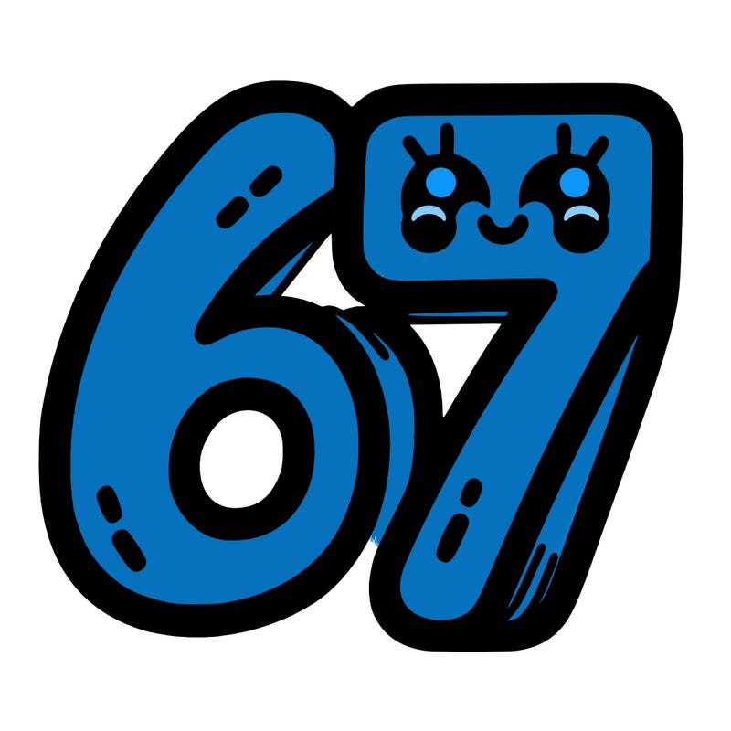 the numbers 67