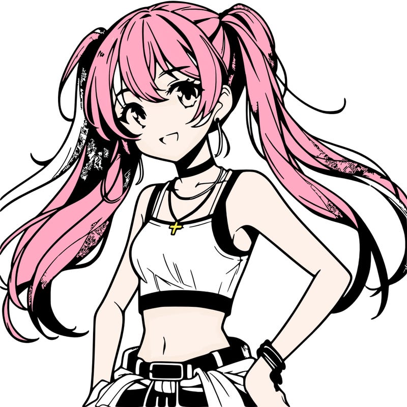 anime girl wearing crop top