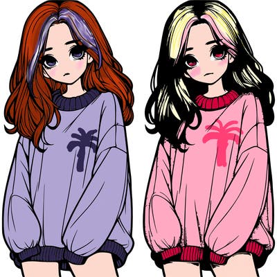 realistic girl with baggy sweater