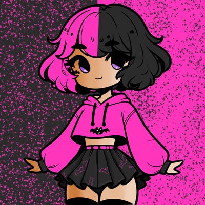cute femboy with short, fluffy hair that softly frames their face, wearing a cropped hoodie, paired with a flouncy short skirt, and thigh-high stockings