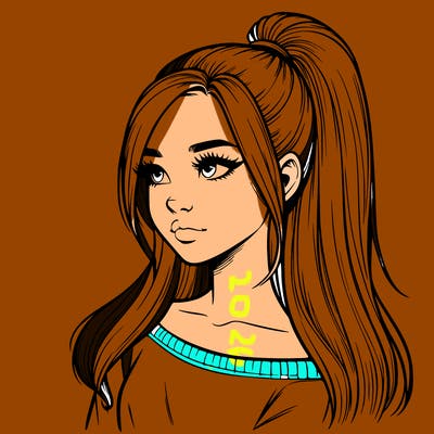 realistic girl with a high ponytail