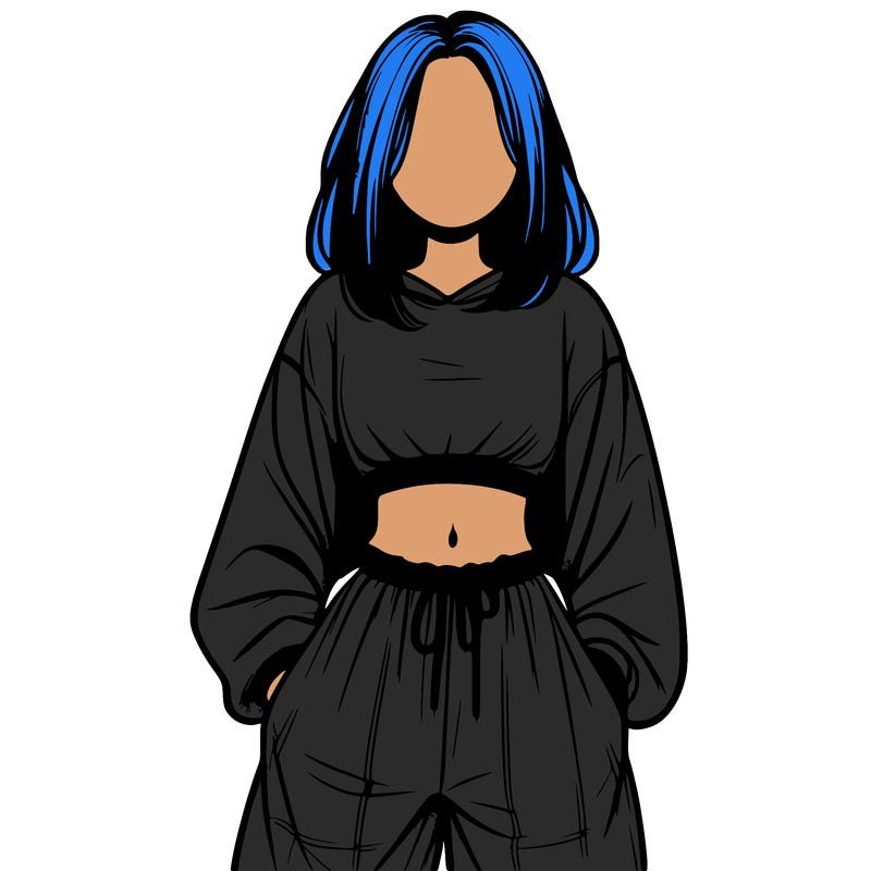 realistic girl faceless with baggy pants and a crop top