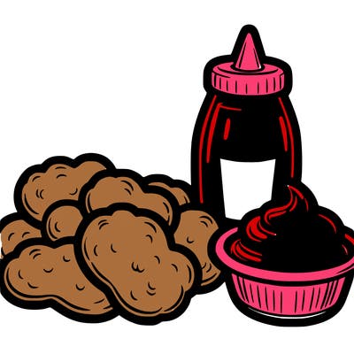 chicken nuggets and ketchup