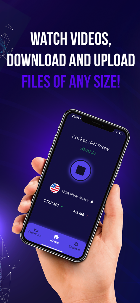 Rocket VPN Proxy - Fast VPN - Rocket VPN Proxy mobile app interface for fast downloading and video streaming