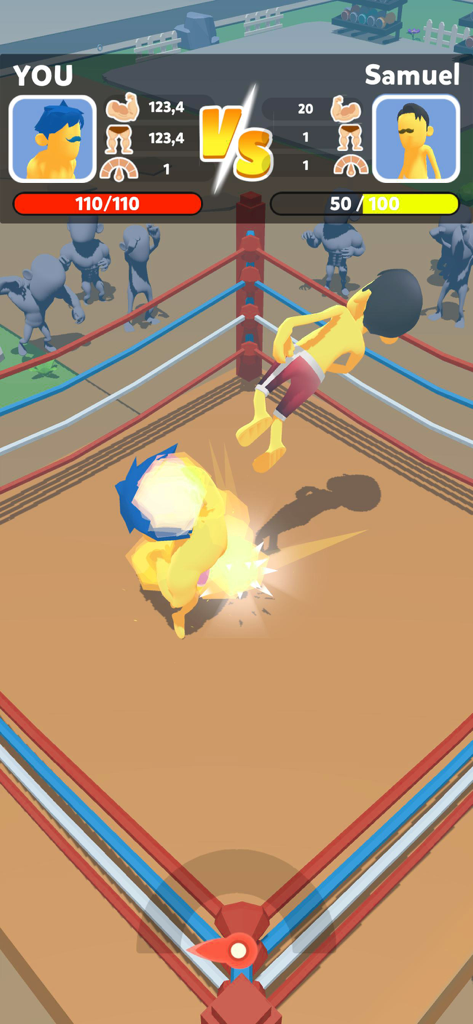 Gym Clicker: KO MMA Boxing - A boxing match in Gym Clicker showing a knockout punch during a tournament