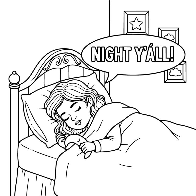 a girl sleeping saying “night y’all!”