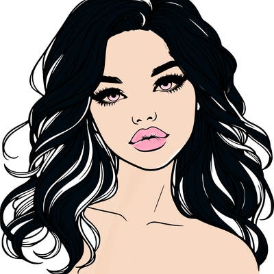 realistic girl with hair and lips