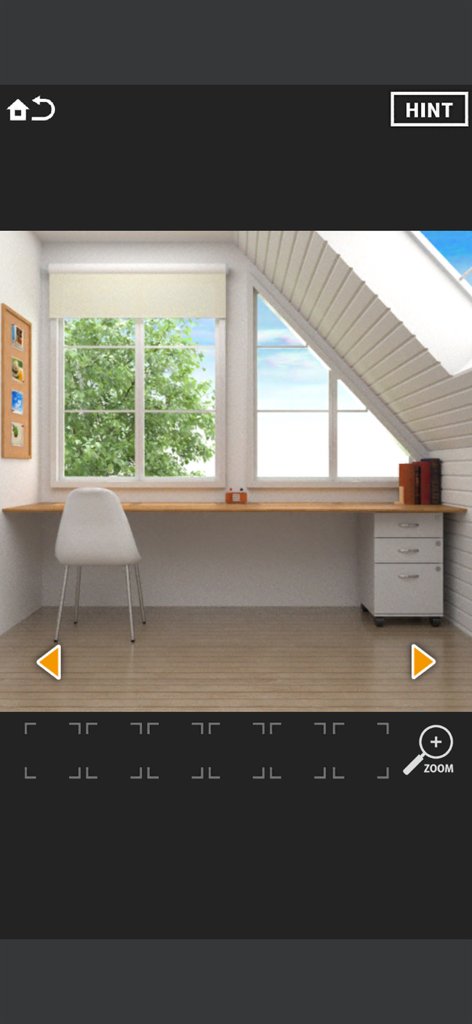 Room Escape [SECRET CODE 4] - Minimalist office scene with a wooden desk and window in Room Escape Secret Code 4