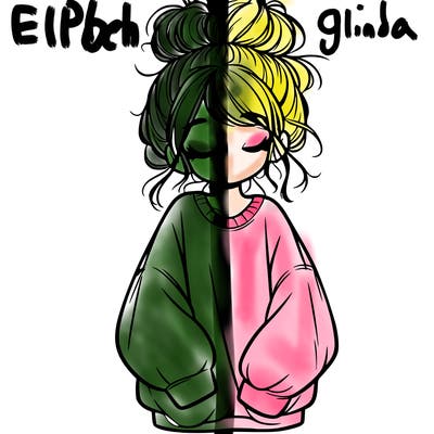 girl with baggy sweatshirt and messy bun